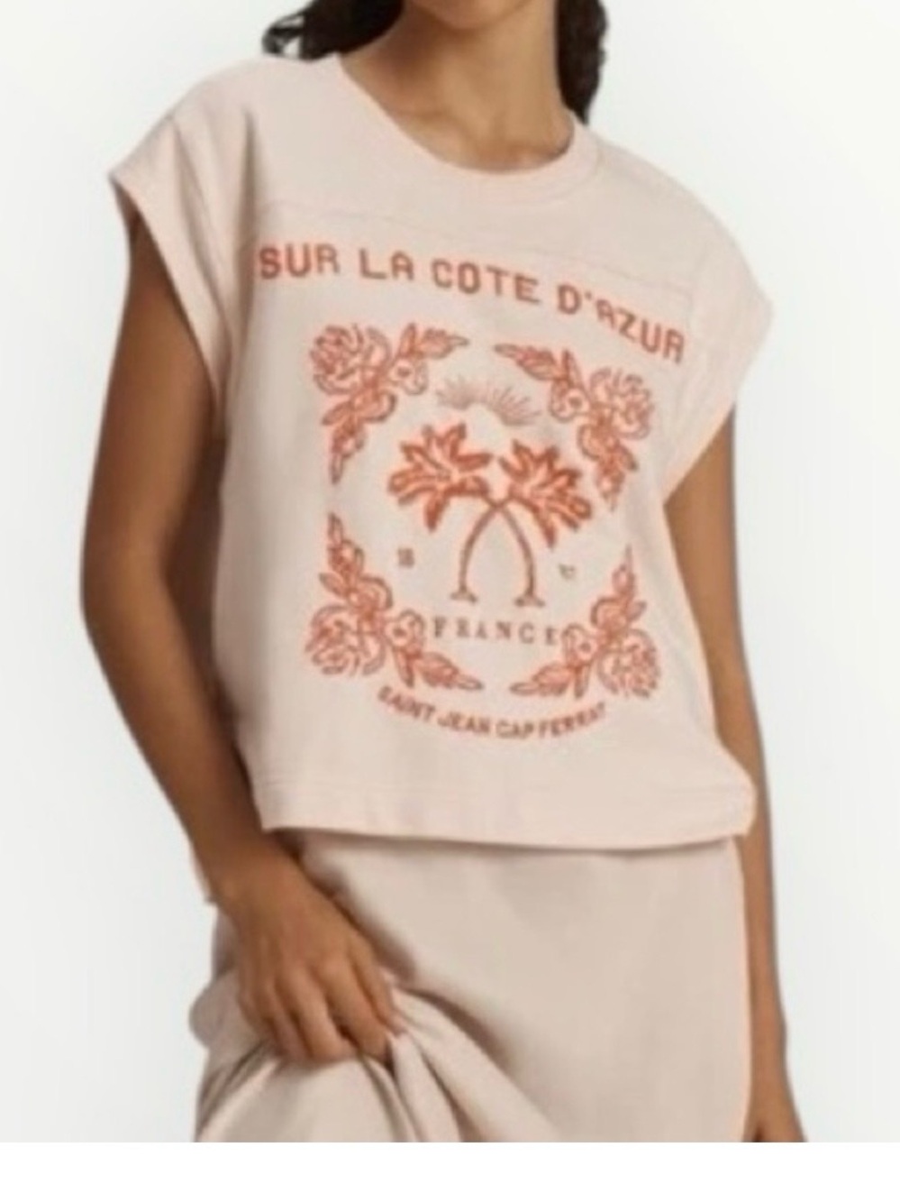 By Anthropologie Embroidered Côte d'Azur Sweatshirt Top size M